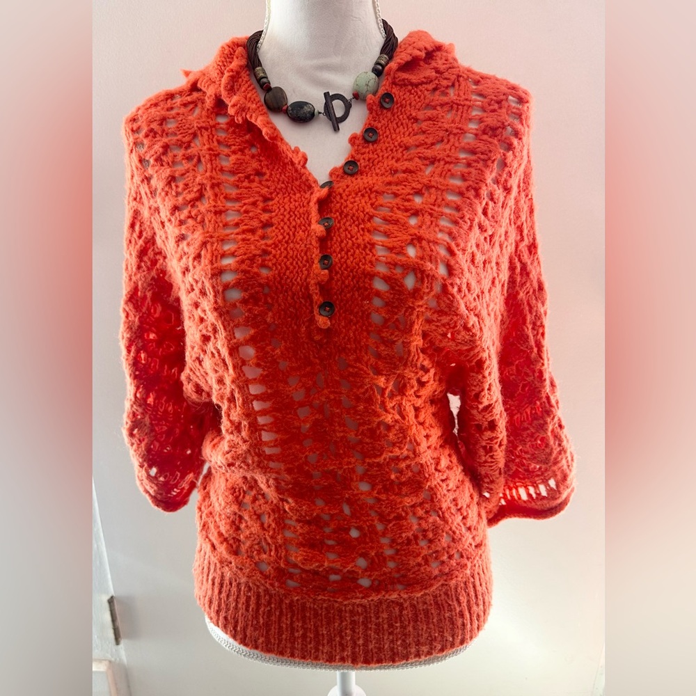 Free People hooded crochet sweater